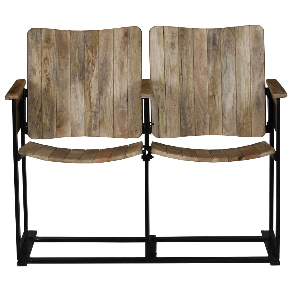 2-seater bench solid mango wood and steel
