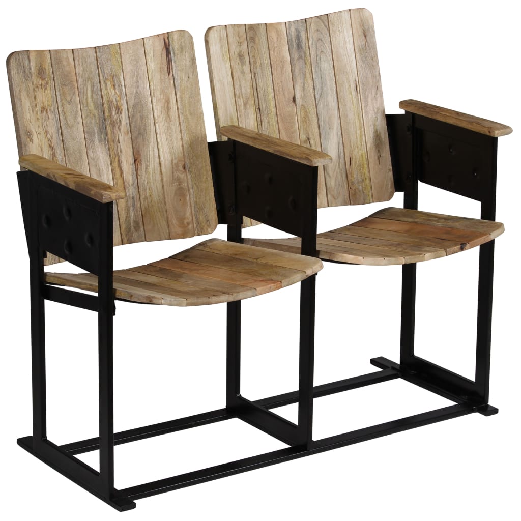 2-seater bench solid mango wood and steel