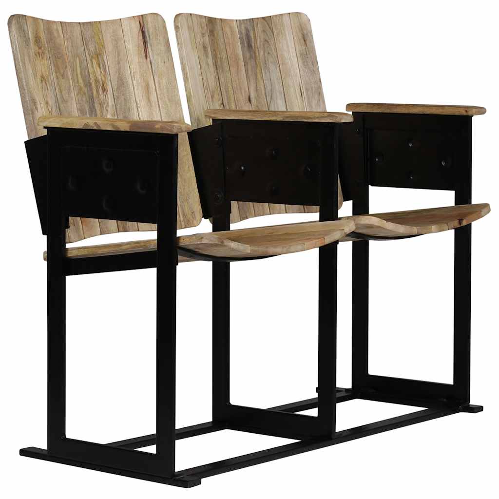 2-seater bench solid mango wood and steel