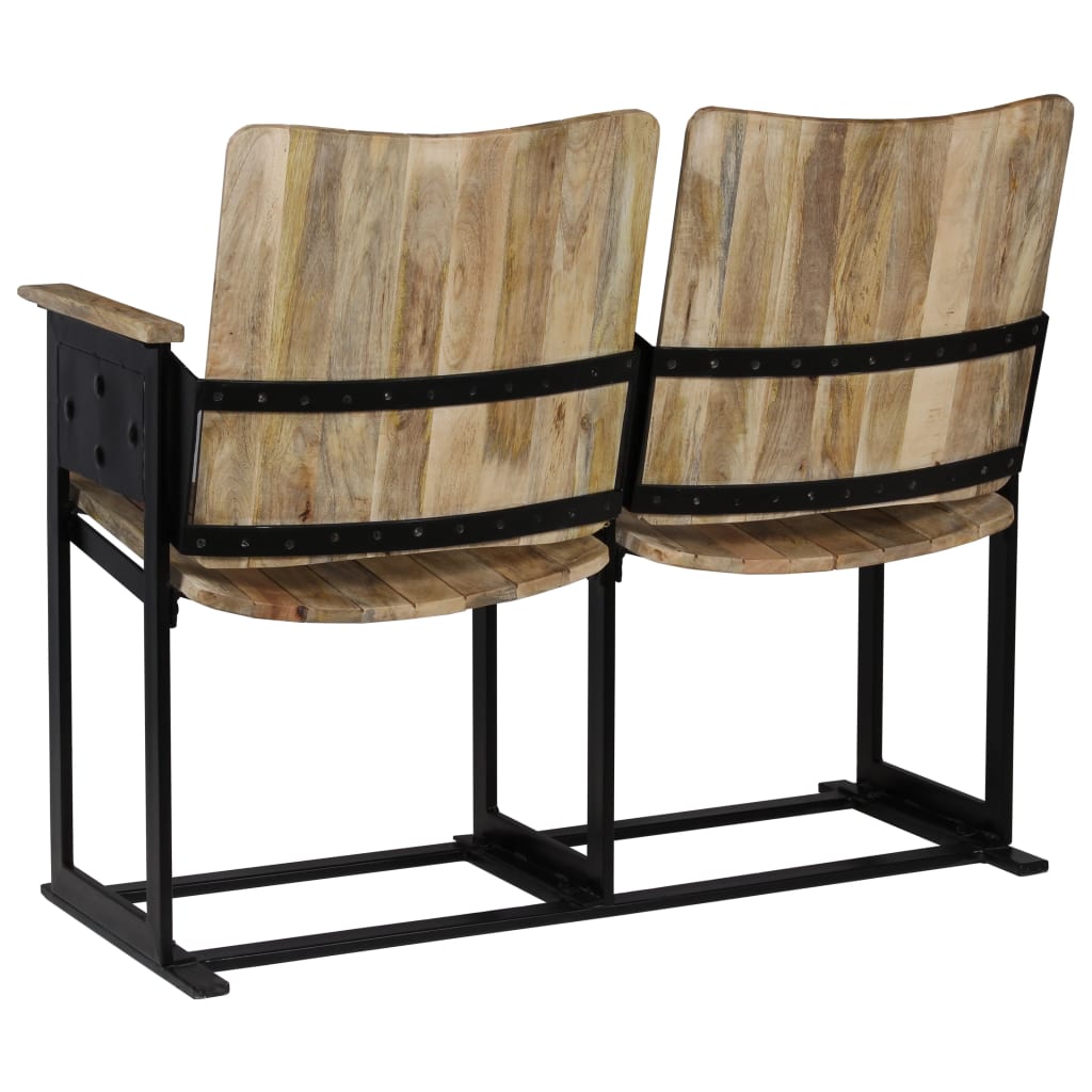 2-seater bench solid mango wood and steel