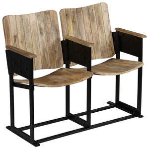 2-seater bench solid mango wood and steel