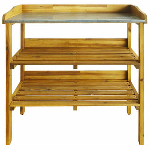Plantebenk med 2 hyller heltre akasie og sink