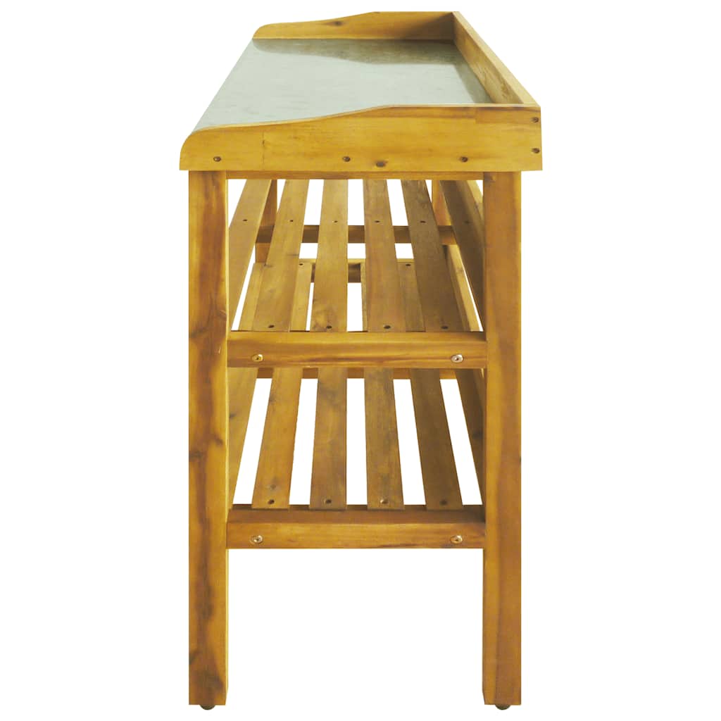 Plantebenk med 2 hyller heltre akasie og sink