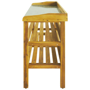 Plantebenk med 2 hyller heltre akasie og sink