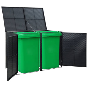 Garbage can shed poly rattan 148x80x111 cm