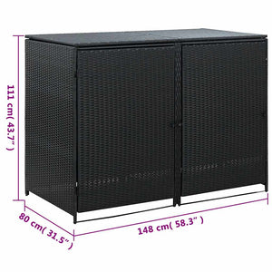 Garbage can shed poly rattan 148x80x111 cm