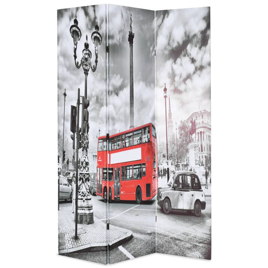 Sammenleggbar romdeler 120x170 cm London buss svart og hvit