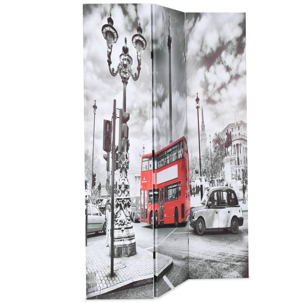 Sammenleggbar romdeler 120x170 cm London buss svart og hvit