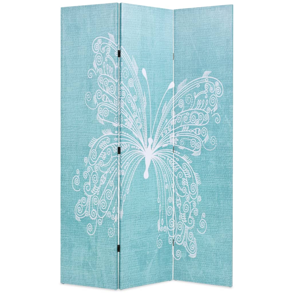 Sammenleggbar romdeler 120x170 cm sommerfugl blå