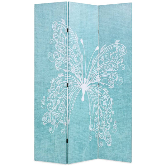 Sammenleggbar romdeler 120x170 cm sommerfugl blå