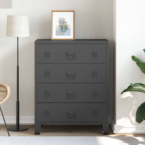 Kommode metall industriell stil 78x40x93 cm svart