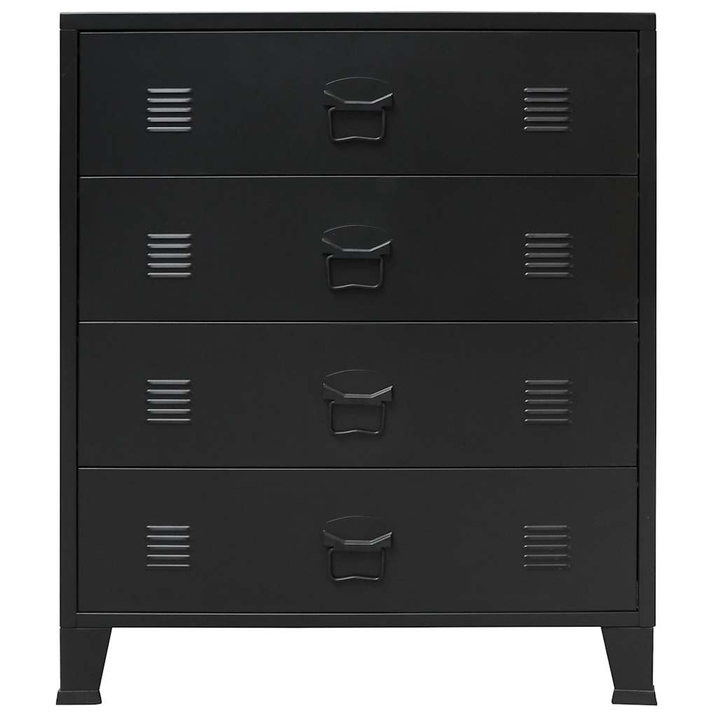 Kommode metall industriell stil 78x40x93 cm svart