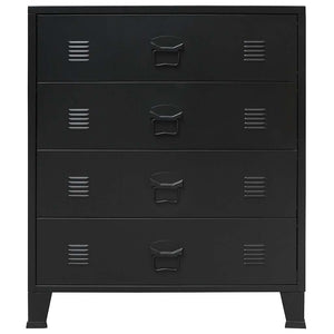Kommode metall industriell stil 78x40x93 cm svart