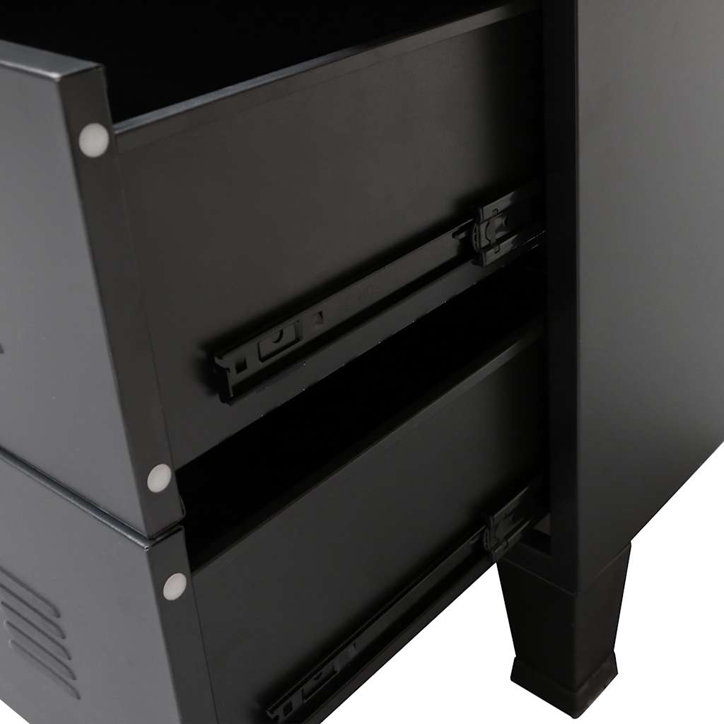 Kommode metall industriell stil 78x40x93 cm svart