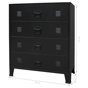 Kommode metall industriell stil 78x40x93 cm svart