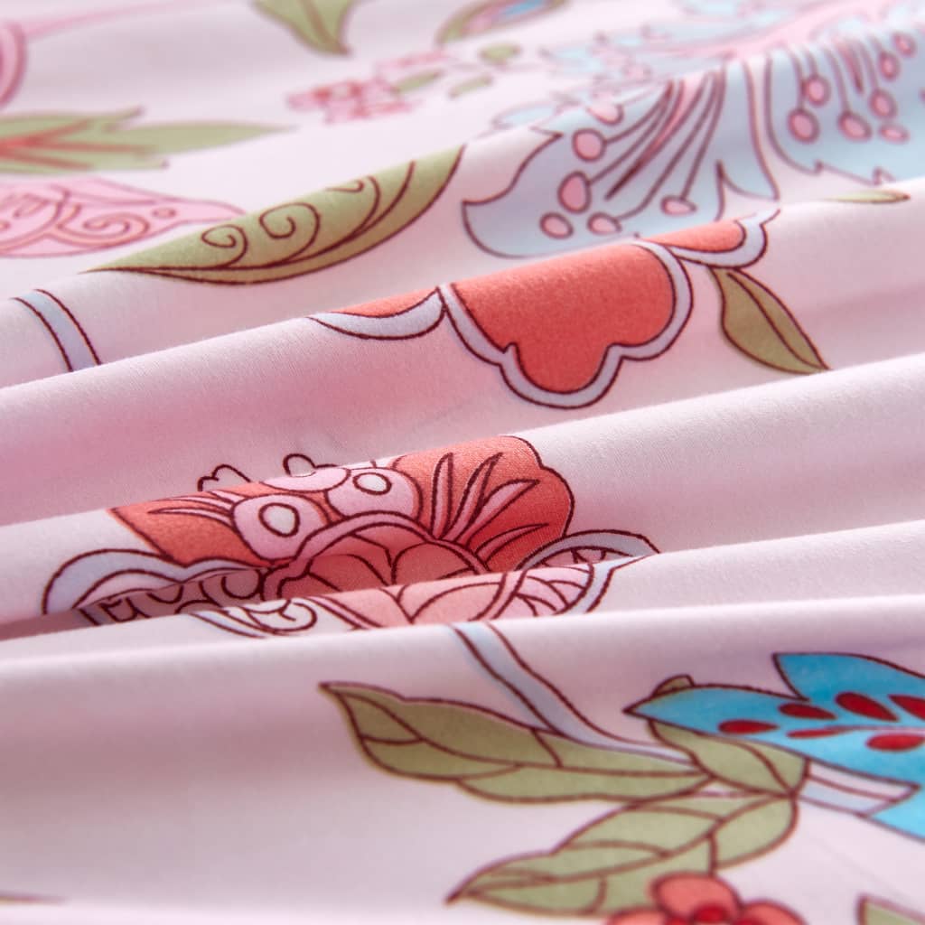 Sengetrekk blomster/stripet rosa 200x220/80x80 cm