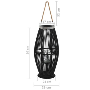 Hanging lantern for candles bamboo black 60 cm