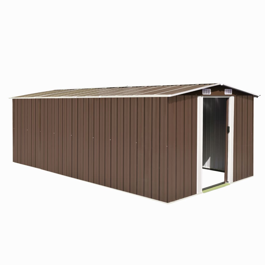 Garden shed 257x489x181 cm metal brown
