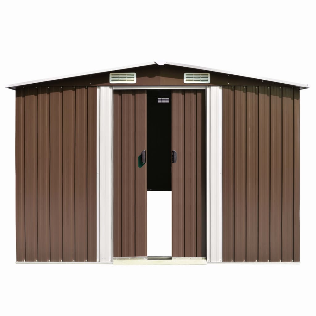 Garden shed 257x489x181 cm metal brown