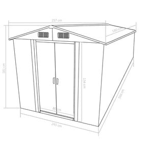 Garden shed 257x580x181 cm metal anthracite