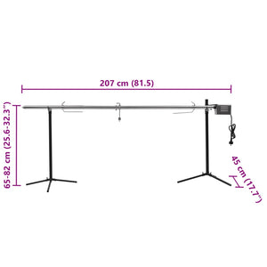 Automatisk grill med motor rustfritt stål 207x45x81 cm