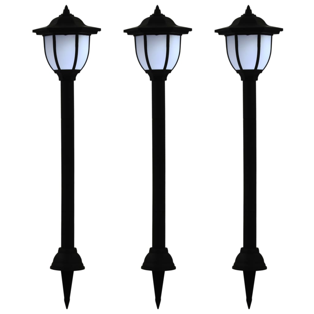 Utendørs sollampe 3 stk LED svart