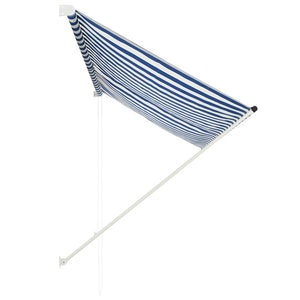 Uttrekkbar markise 250x150 cm blå og hvit
