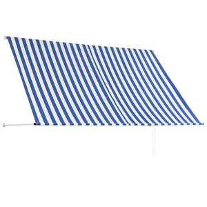Uttrekkbar markise 250x150 cm blå og hvit