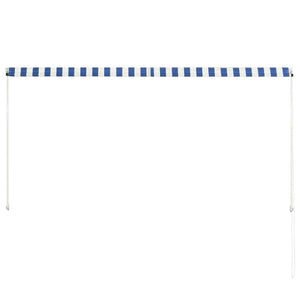 Uttrekkbar markise 250x150 cm blå og hvit