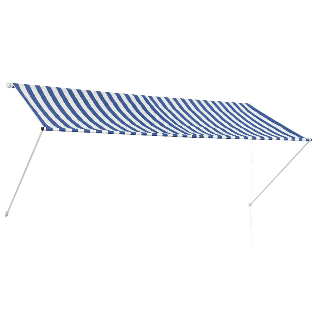Uttrekkbar markise 300x150 cm blå og hvit
