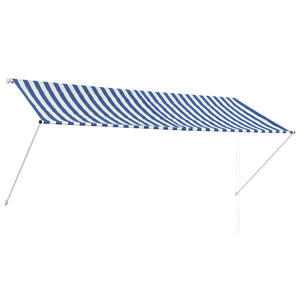 Uttrekkbar markise 300x150 cm blå og hvit