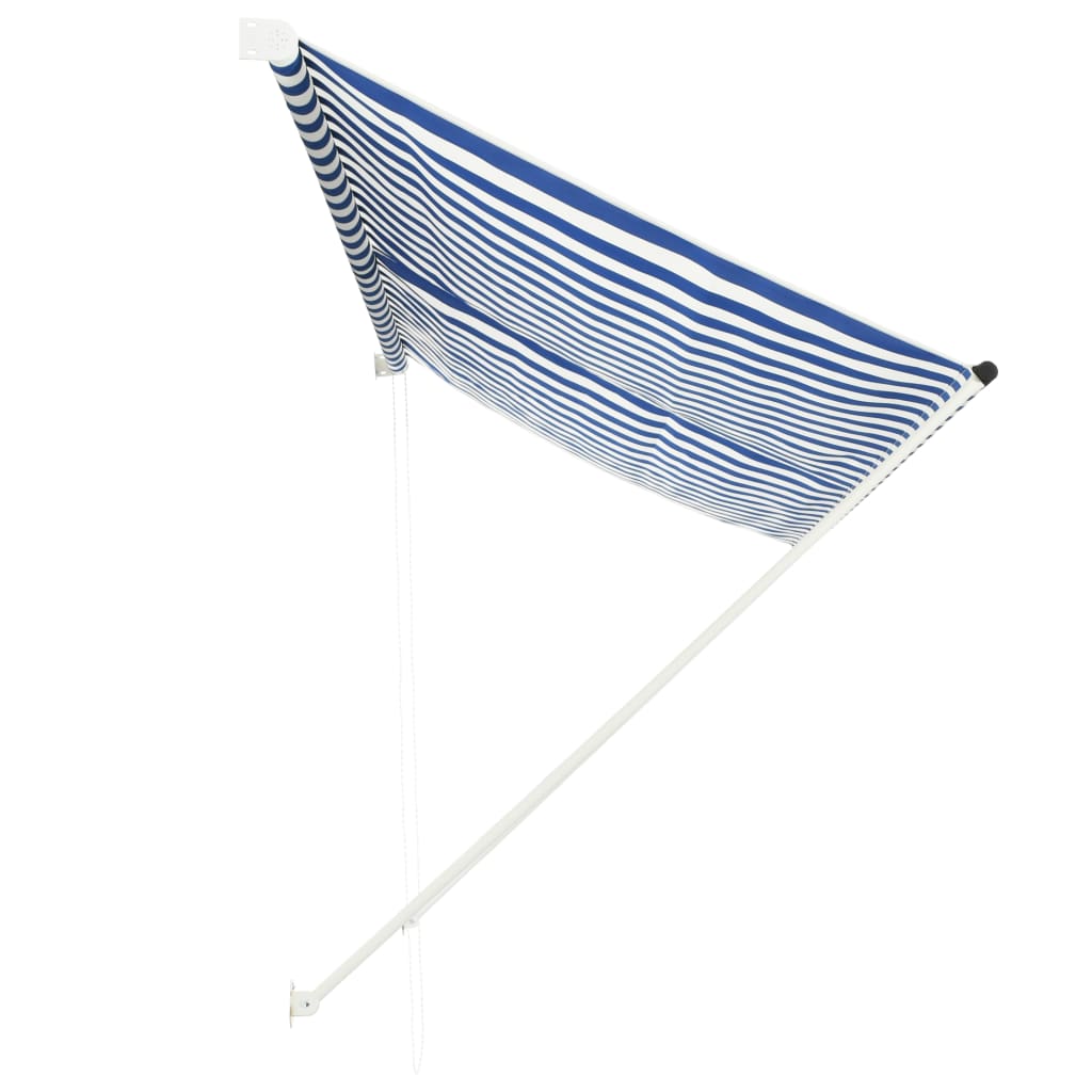 Uttrekkbar markise 300x150 cm blå og hvit