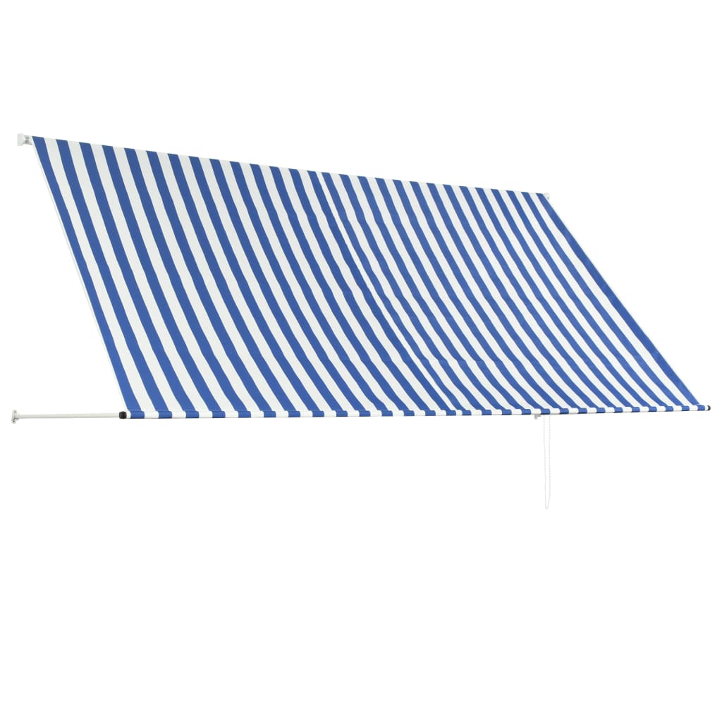 Uttrekkbar markise 300x150 cm blå og hvit