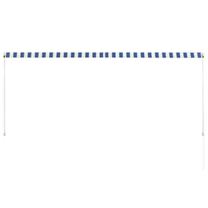 Uttrekkbar markise 300x150 cm blå og hvit