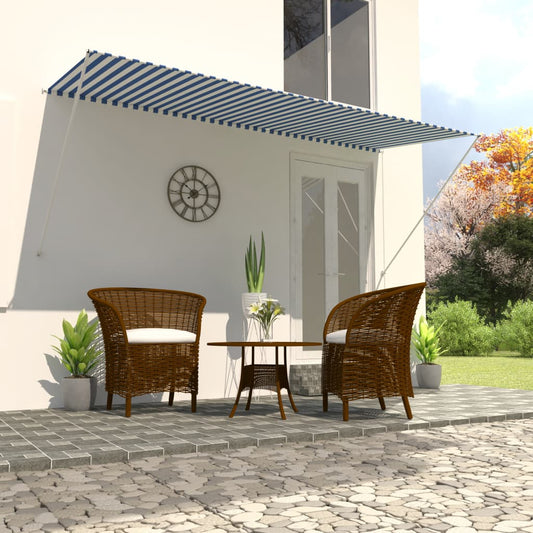 Uttrekkbar markise 300x150 cm blå og hvit
