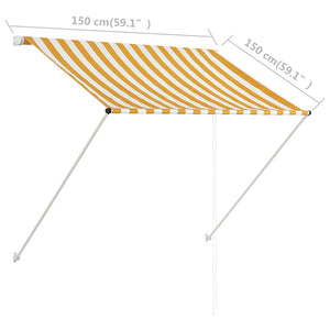 Uttrekkbar markise 150x150 cm gul og hvit