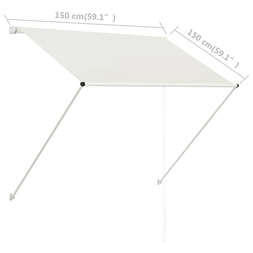 Uttrekkbar markise 150x150 cm kremhvit