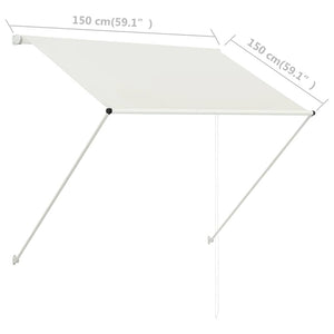 Uttrekkbar markise 150x150 cm kremhvit