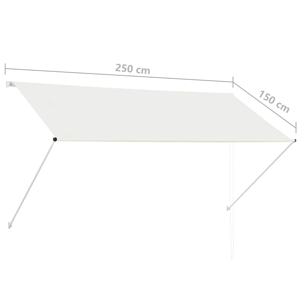 Uttrekkbar markise 250x150 cm kremhvit