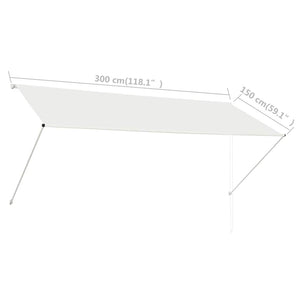 Uttrekkbar markise 300x150 cm kremhvit
