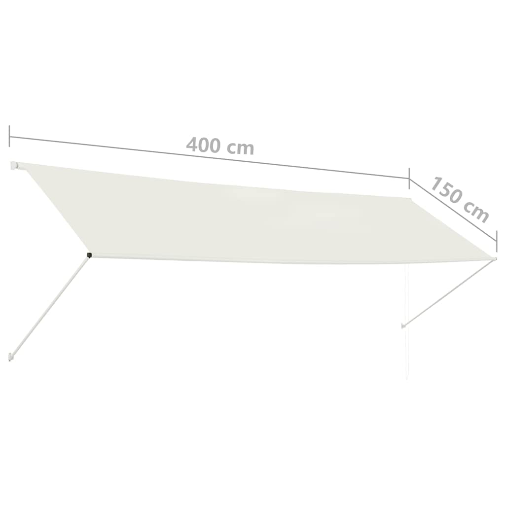 Uttrekkbar markise 400x150 cm kremhvit