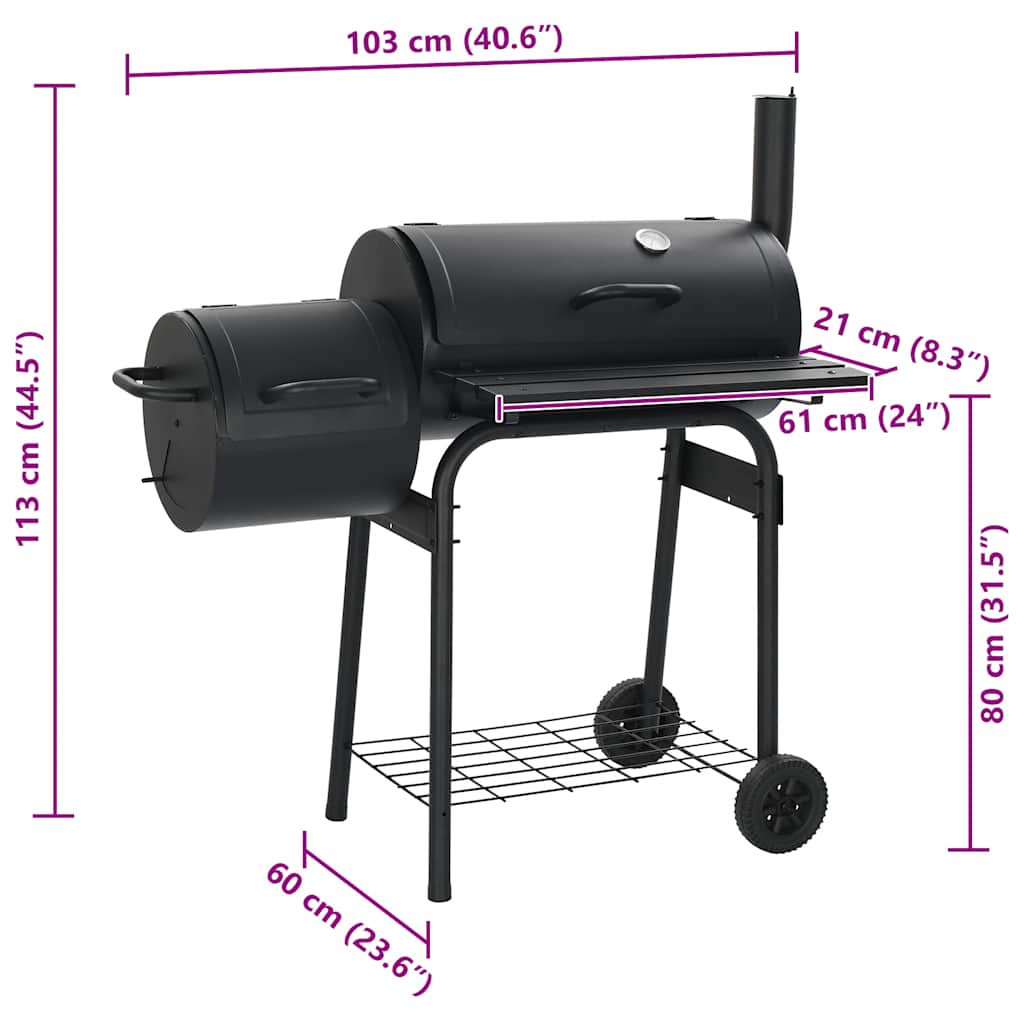 Klassisk kullgrill forskjøvet røyker