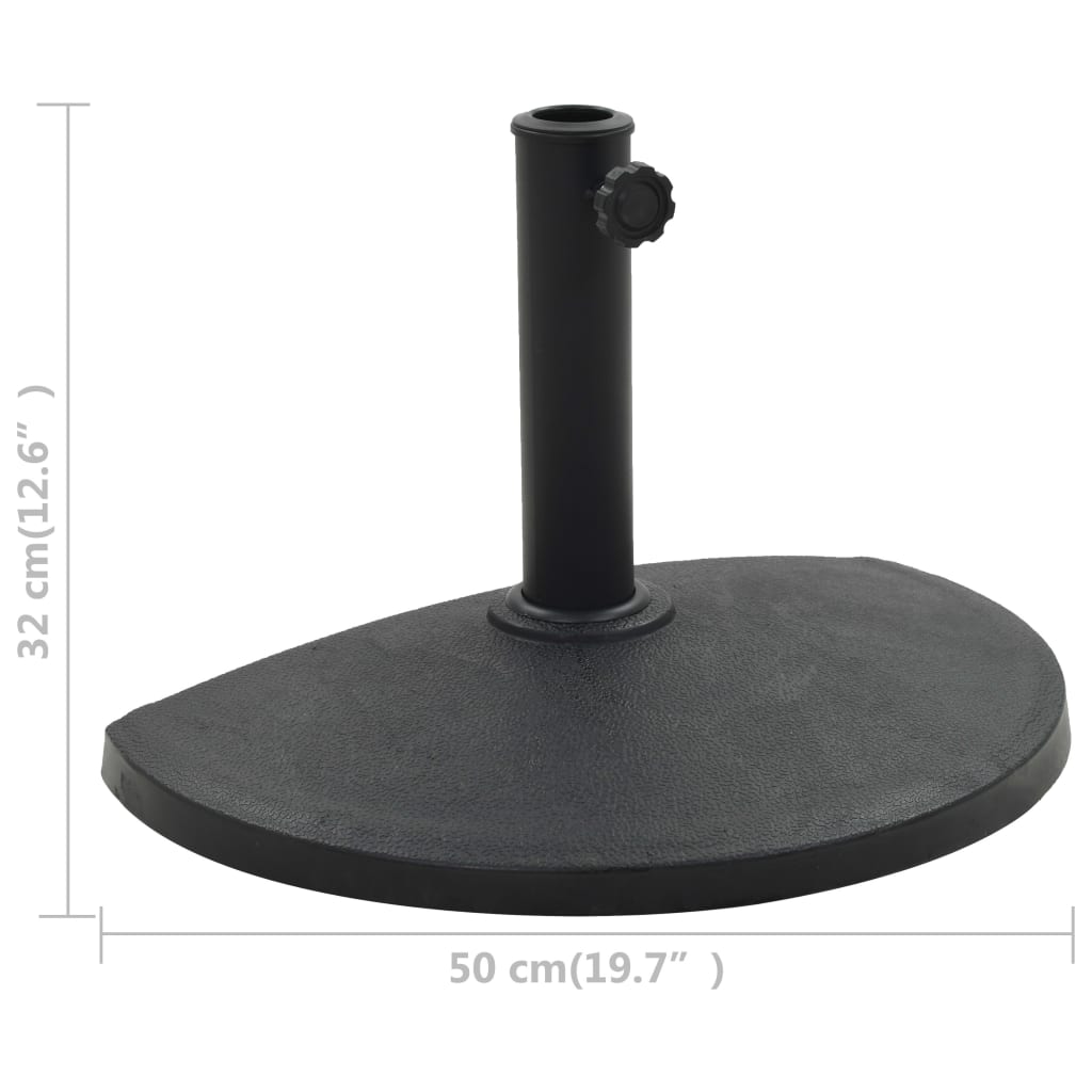 Parasollfot polyresin halvrund 9 kg svart