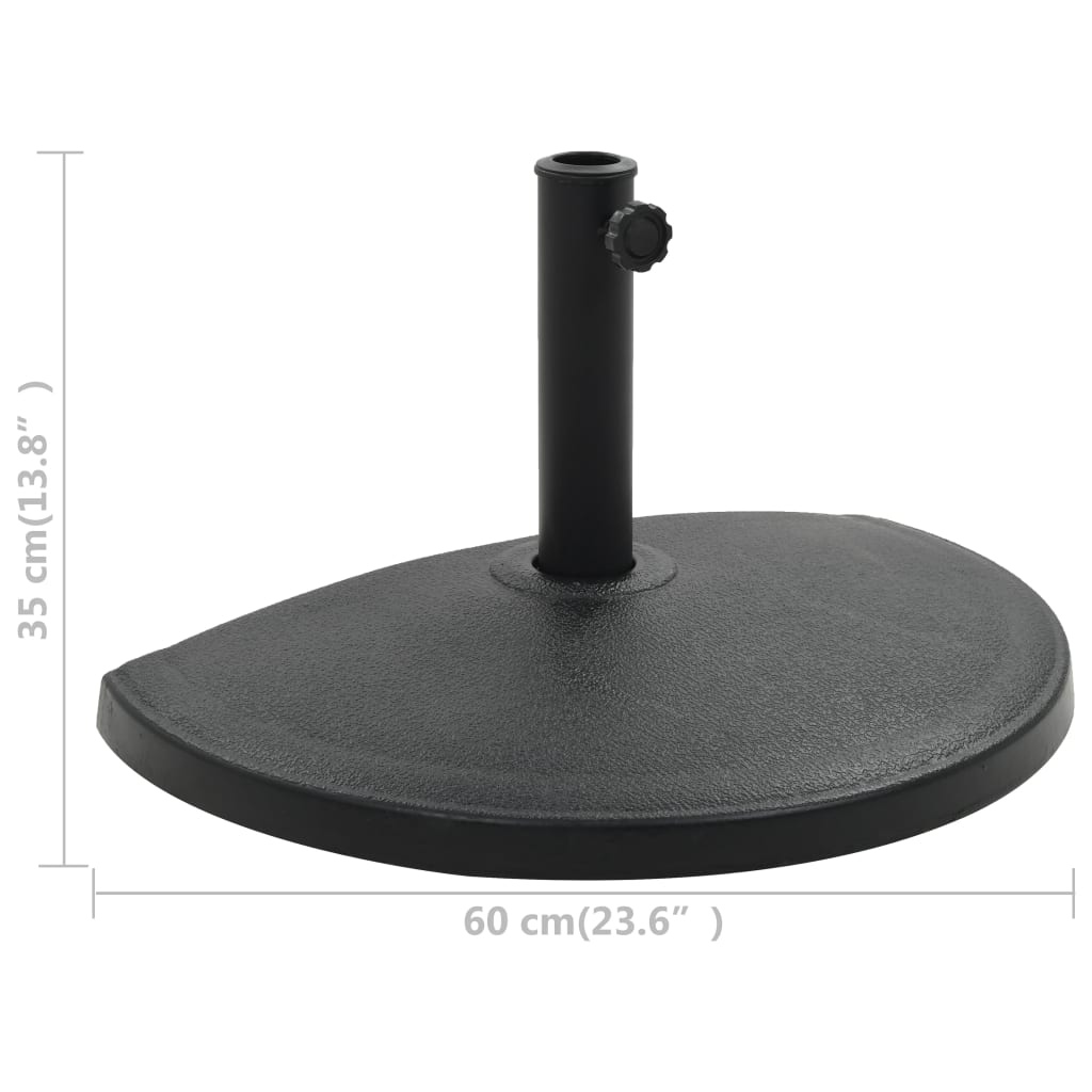Parasollfot polyresin halvrund 15 kg svart