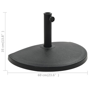 Parasollfot polyresin halvrund 15 kg svart