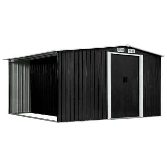 Hageskur med skyvedører antrasitt 329,5x312x178 cm stål