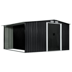 Hageskur med skyvedører antrasitt 329,5x312x178 cm stål