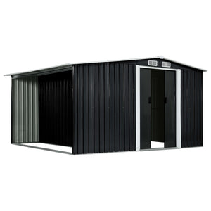 Hageskur med skyvedører antrasitt 329,5x312x178 cm stål