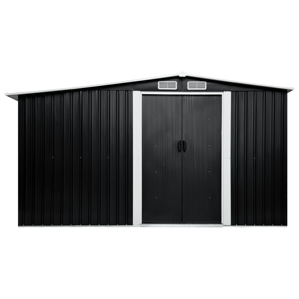 Hageskur med skyvedører antrasitt 329,5x312x178 cm stål