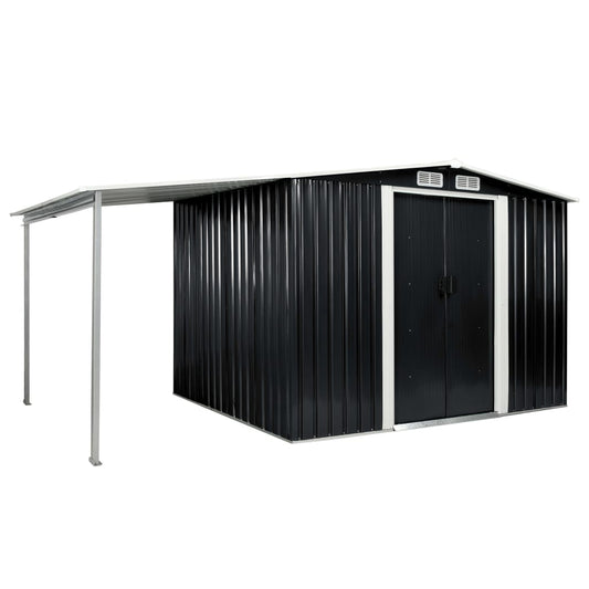 Hageskur med skyvedører antrasitt 386x205x178 cm stål